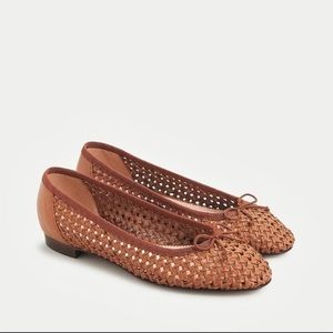 J Crew Kiki Woven Ballet Flats Saddle Brown Sz 9.5 - EUC